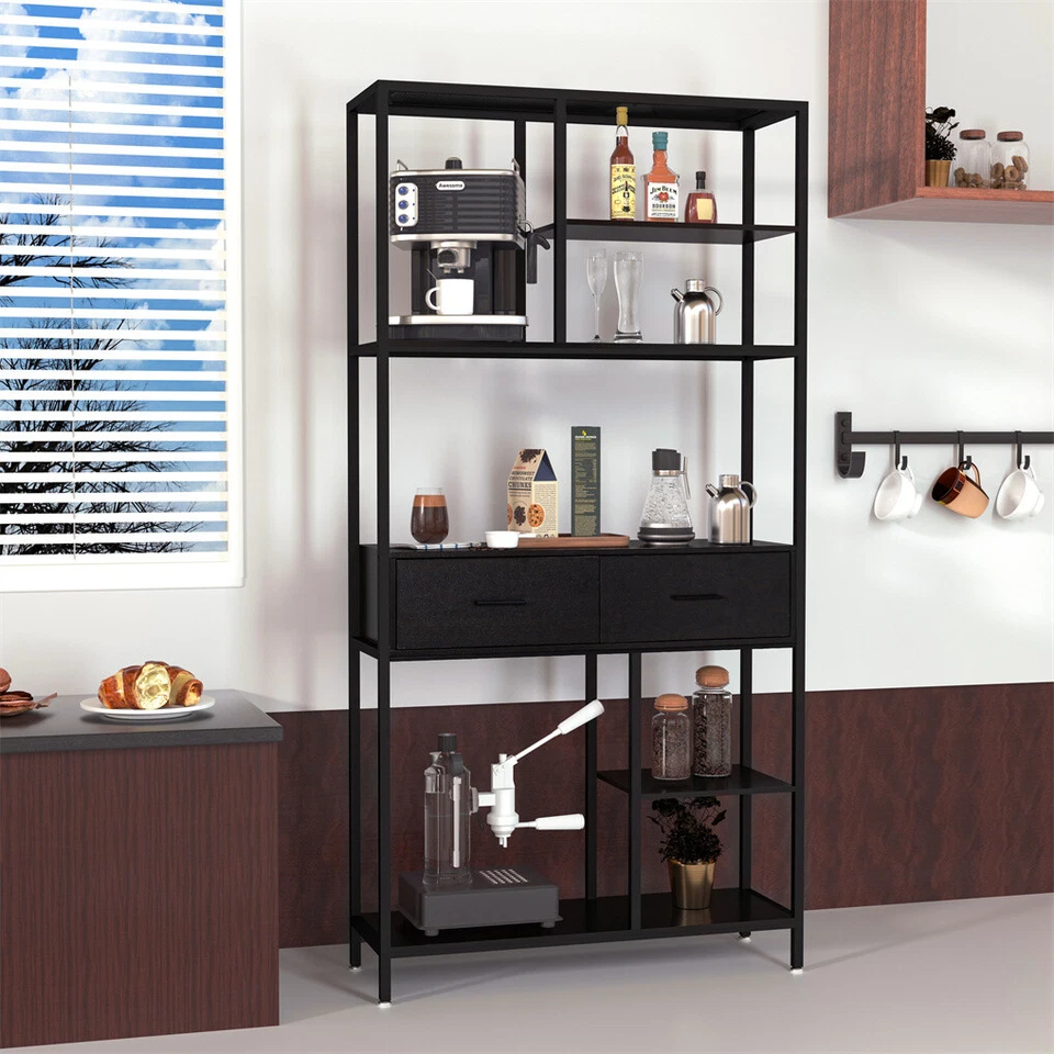 8-Tier Large Bookshelf Book Storage Shelves Modern Style Bookcase with Drawers - image 4 of 4