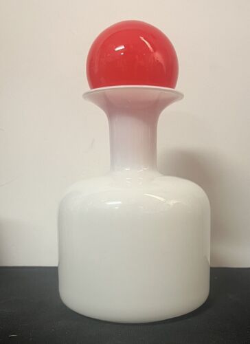 Vintage Empoli Pop Art Decanter Mid Century Cased Red White Stopper Modern - Picture 2 of 11