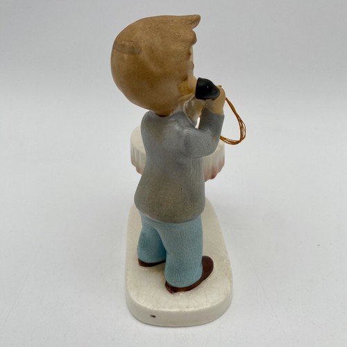 Vintage Boy w/Phone Figurine NAPCO Hummel Style JAPAN 5" Porcelain Collectible - Picture 3 of 13