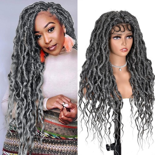 24inch Full Lace Faux Locs Wigs for Black Women Goddess Faux Locs Crochet Hair - Picture 37 of 55