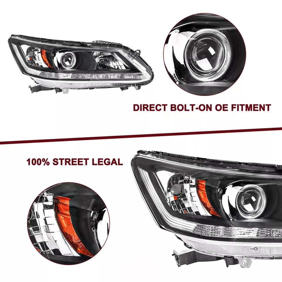 Par de faros halógenos proyectores LED DRL para Honda Accord 2013-2015 sedán Foto 4 de 4