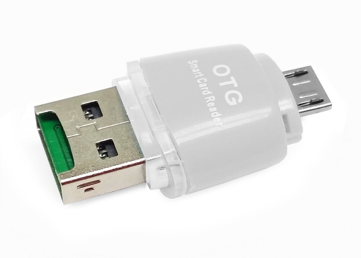 USB OTG Micro SD Card Reader Adapter For Samsung Galaxy S5 S6 Note Edge  -WHITE