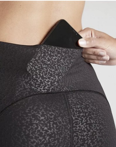 ATHLETA Ultimate Stash Pocket Embossed 7/8 Tight Black Size XSmall - Picture 5 of 10
