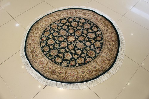 Rugstc 4x4 Senneh Pak Persian Green Rug, Hand-Knotted,Floral with Silk/Wool - Picture 3 of 5