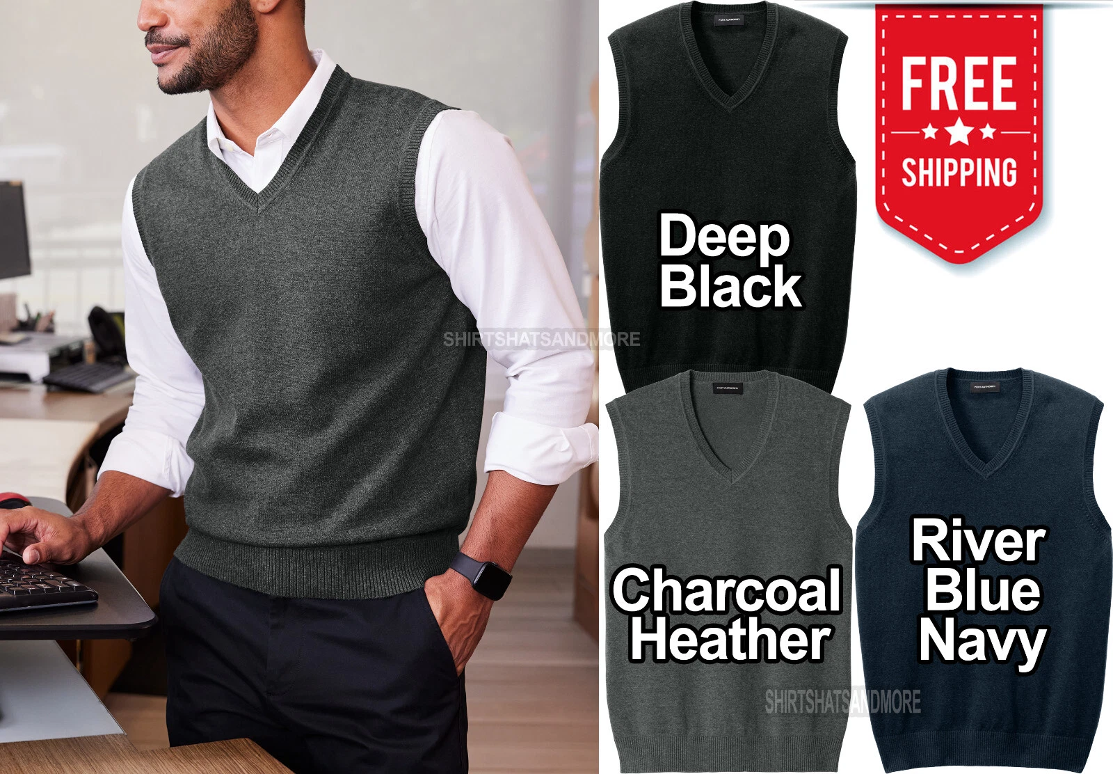 Mens Professional Sleeveless Sweater Vest Comfortable Tri Blend XS-4XL NEW!
Opens in a new window or