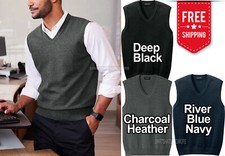 Mens Professional Sleeveless Sweater Vest Comfortable Tri Blend XS-4XL NEW 
