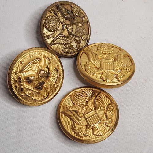 Waterbury Button Co. Army Eagle W21 Gold Toned Set - 7/8" Set of 4 Conn - Picture 16 of 24