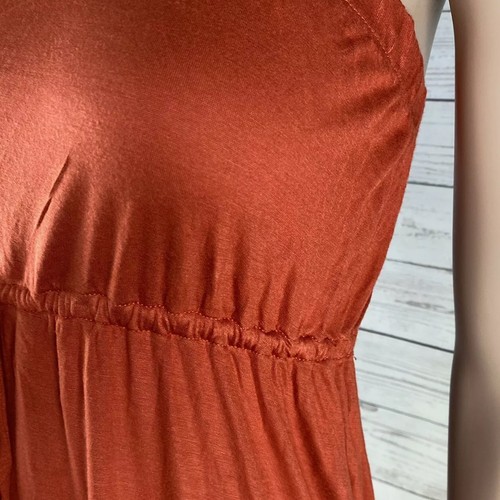 Allen B. Maxi Dress Large Pumpkin Orange Strapless Empire Waist 100% Modal Soft - Picture 6 of 12