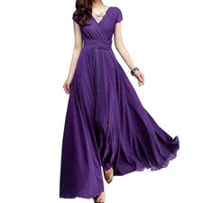 Women's Short Sleeve V Neck Dress Evening Party Cocktail Formal Prom Dress