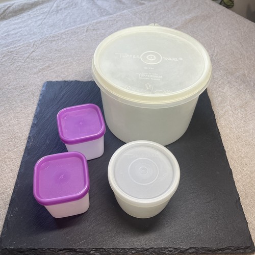 Tupperware Lot Of Four Mini Containers 2-80mls, 1-cup, 1- Multi Cup Various Ages