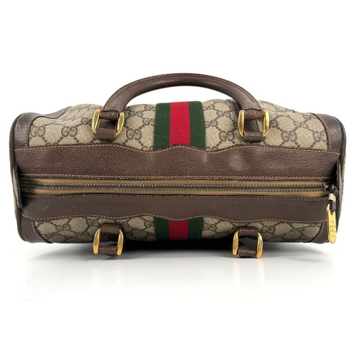 Vintage GUCCI Boston Bag Sherry Line GG Brown Auth - Imagen 7 de 18