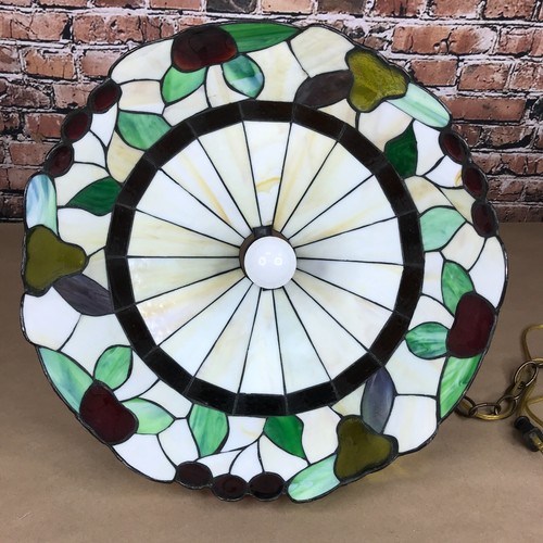 Vintage Tiffany Style Stained Glass Fruit Motif Ceiling Hanging Light Fixture - Picture 9 of 10
