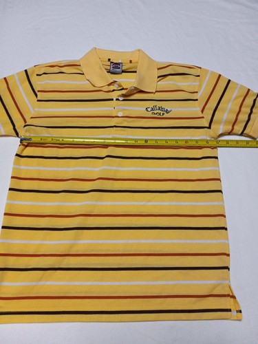 CALLAWAY Black/ Yellow Multi Stripe Polo Golf Shirt Men's No Size Tag See Pics - Picture 6 of 7
