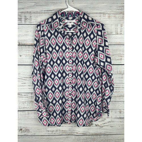 Foxcroft Wrinkle Free Button Down Shirt Size 8 Dimond Southwestern Office Travel