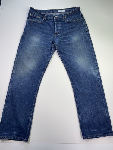 Gustin Selvedge Jeans Men’s 38 (M. 36) 30” Inseam Med Dark Wash Wear Distress - Picture 2 of 16