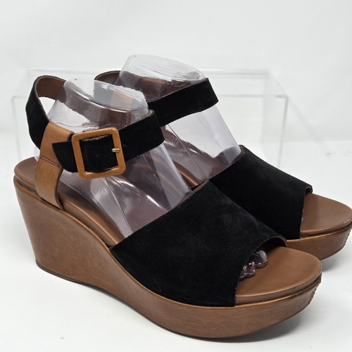 Kork Ease Damen-Sandalen 11 Keirn schwarz Leder Keilabsatz offener Absatz Plateau - Bild 5 von 13