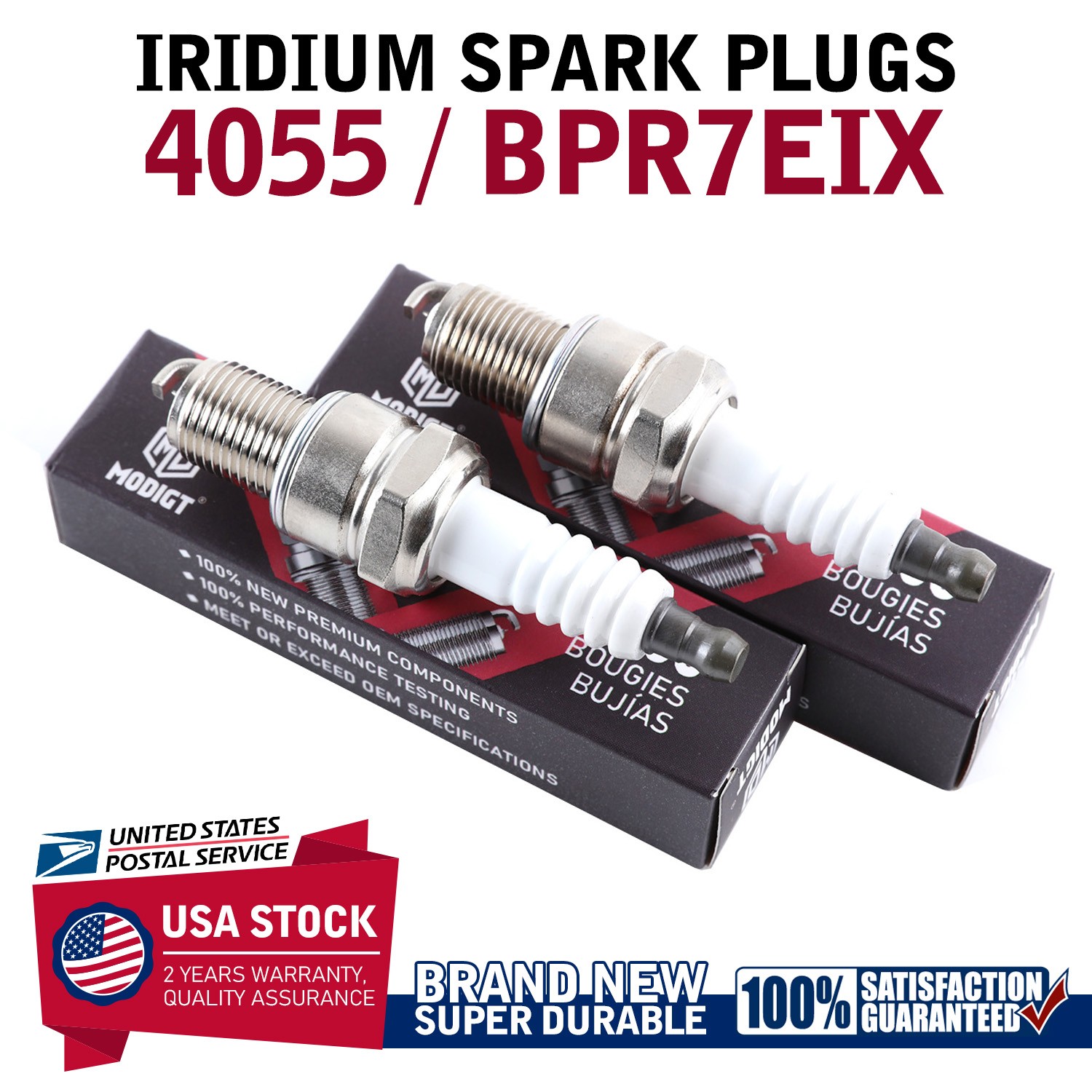 2 pcs For NGK 4055 BPR7EIX Iridium Spark Plugs For XS62DP XS62 WR5DS W5DPX OEM