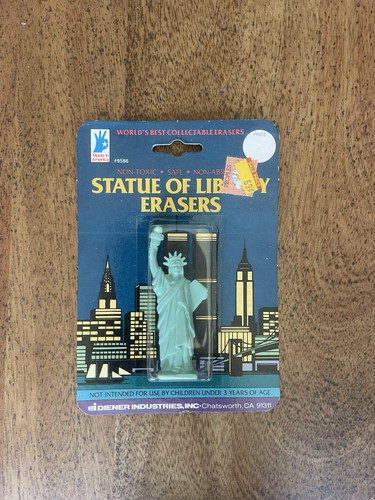 Vintage Statue of Liberty Eraser | Twin Towers Card | Diener Industries NIP USA
