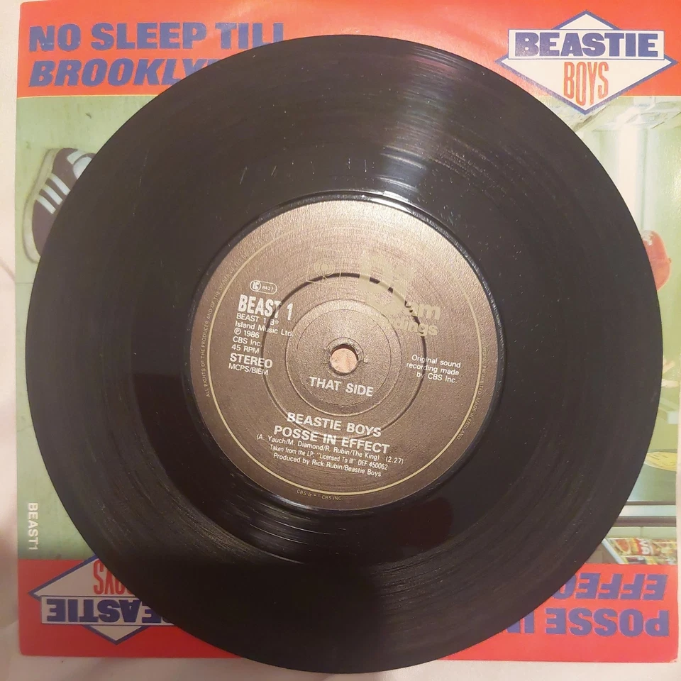 Beastie Boys 7" Vinyl Record No Sleep Till Brooklyn Posse in Effect - Image 2 of 3