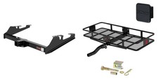 Trailer Hitch w/ Folding Cargo Basket Carrier & Silent Pin Tow Set CURT 13082