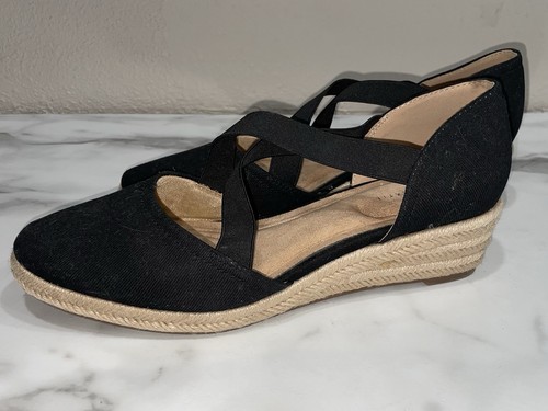 Kelly & Katie Darmuth Espadrille Wedge Sandal Black Size 11 M - Picture 2 of 8