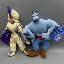 Vtg Disney Applause Aladdin Plush Prince Ali & Genie 90s Figures Robin Williams
