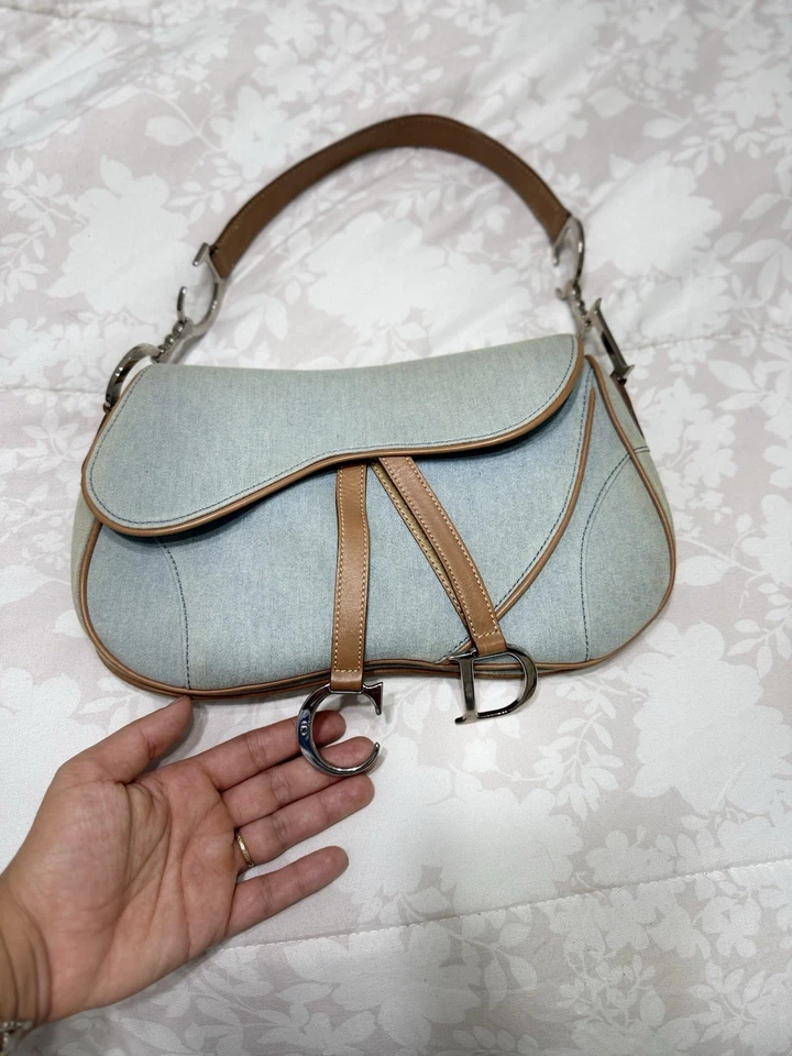 Dior Double Saddle Denim Shoulder Bag Blue - Image 2 of 4