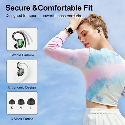 Bluetooth Wireless Headphones Earbuds 60hrs Playback Ear Buds IPX6 Waterproof... - Photo 4 sur 7