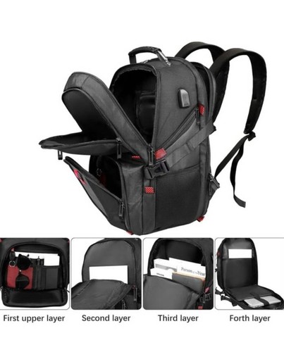 Large Backpack, Laptop Backpack, 18.5 Inch Black Grey Heavy Duty, Super Strong - Picture 3 of 11