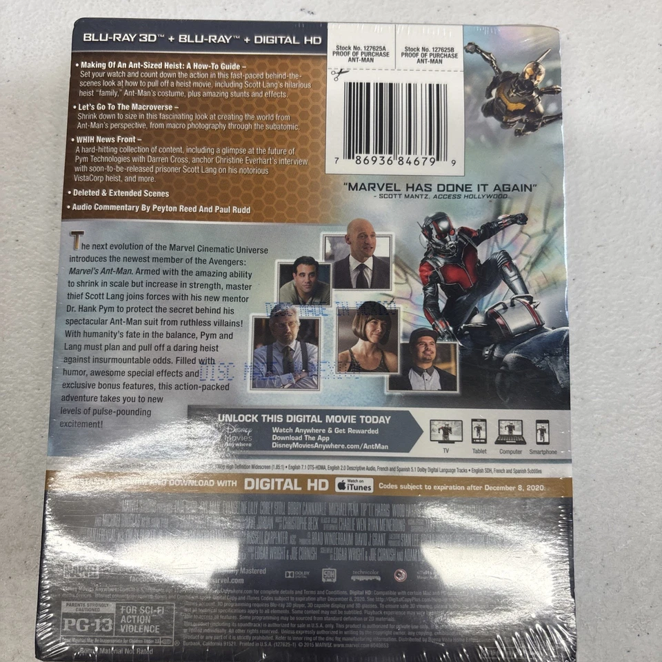 NEW SEALED Ant-Man (2015, Blu-ray 3D / Blu-ray, Steelbook, BestBuy Exclusive) Foto 2 de 2