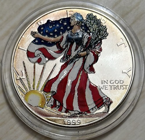 American Silver Eagle 1999 - colorierte Vorderseite * Stempelglanz Detail schönes Datum 1999