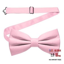 Solid Color Pre-tied Bow Tie Adjustable Bowtie for Men Blush Pink