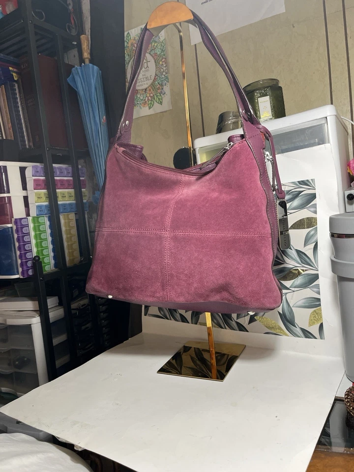 Hermoso Bolso de Hombro TIGNANELLO Gamuza Frambuesa EN EXCELENTE Estado. Foto 3 de 4