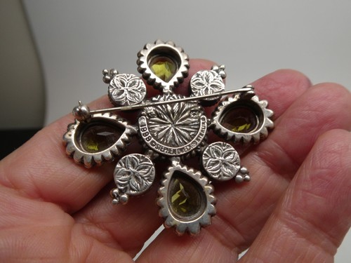 Vintage 1999 Stephen Dweck Peridot geschnitzte Blume Sterling Silber 925 Brosche - Bild 4 von 8