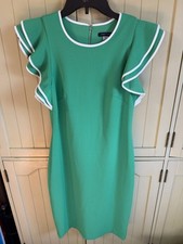 Tommy Hilfiger Ruffle Sleeve Knee Length Sheath Dress w/ Zipper Closure Green 4