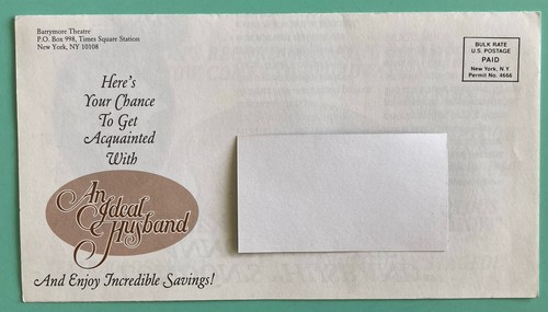 3 Panel Paper Flyer / Mailer 9”X4 An Ideal Husband The PETER HALL COMPANY -Label - Picture 2 of 3
