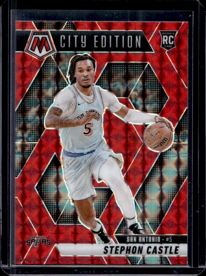2024-25 Mosaic Stephon Castle RC Red Rookie City Edition #290 Spurs