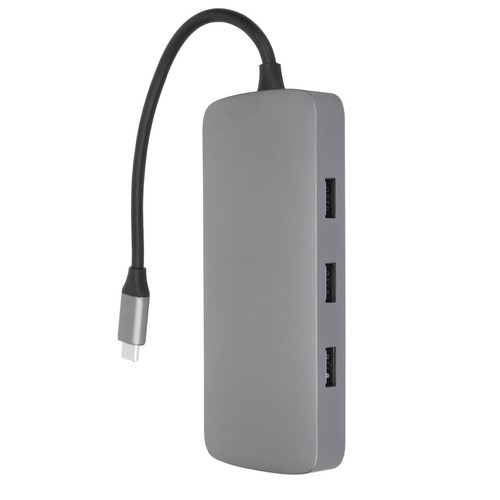 Grey 10 In 1 Docking Station Multiport Usb3.0 High Speed USB C Hub Adapter F NEW - Afbeelding 4 van 12