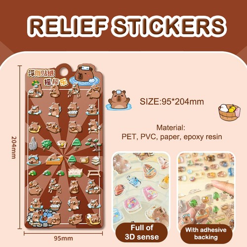 Kapibala 3Dtransparent Jelly Sticker Crystal Decorative Stickers Children's _t - Zdjęcie 7 z 20