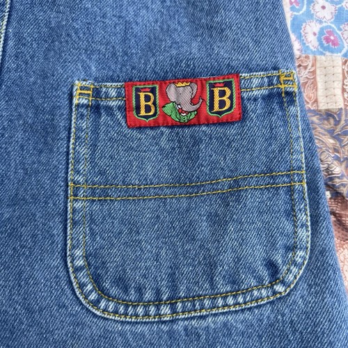Salopette vintage bambino denim "BABAR il re elefante" salopette Francia - Foto 11 di 16