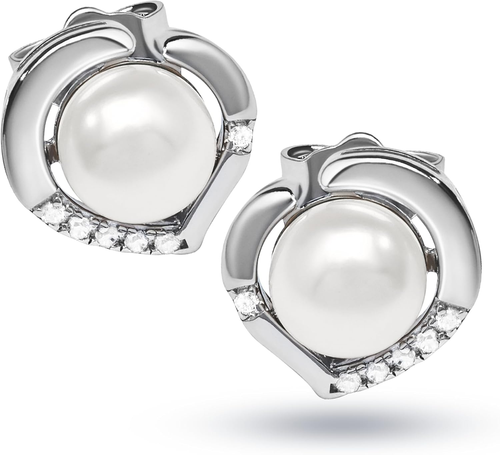 - Orecchini Perle Donna Con Zirconi - Orecchini Da Donna Argento 925 Con Perle B - Foto 8 di 12