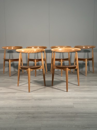 Set of 6 Hans Wegner Fh4103 “Heart” Dining Chairs c.1950’s - Picture 3 of 17