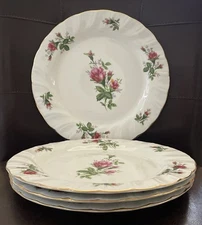 Set of 4 Lynns Victorian Rose Dinner Plates 10 1/2” China