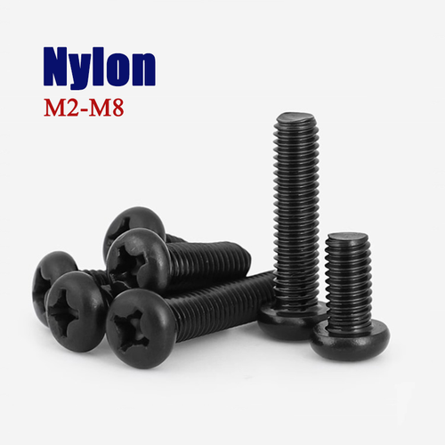 Black Nylon Phillips Pan Head Machine Screws Round Head Bolts M2-M8 L:4-60mm - Picture 1 of 72
