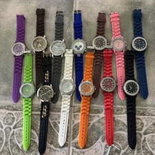 Geneva Women's Silicone Band Analog Wristwatch Crystal Face Multiple Color 9.25"