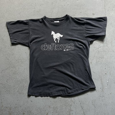 Vintage RARE 2001 Deftones White Pony Euro Parking Boot Tour T Shirt Faded Black