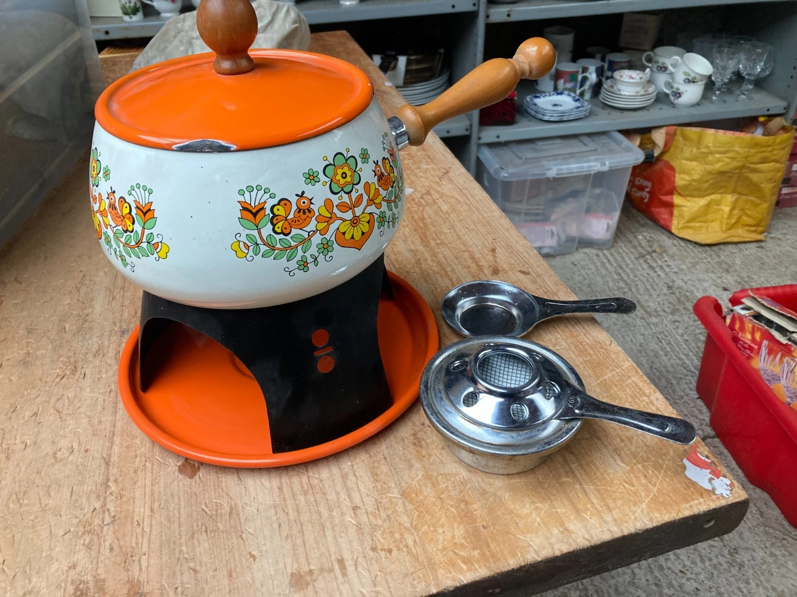 Orange Enamel Fondue Set Vintage Retro 1970's Original
Opens in a new window or tab