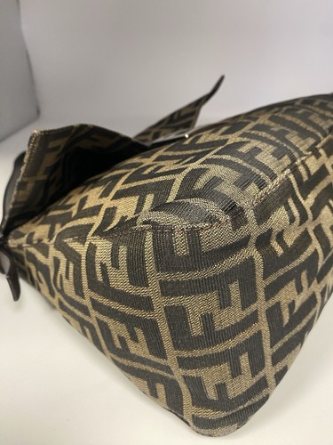 Authentic FENDI Mamma Baguette Bag Zucca FF Canvas Leather Shoulder Bag - Picture 11 of 22