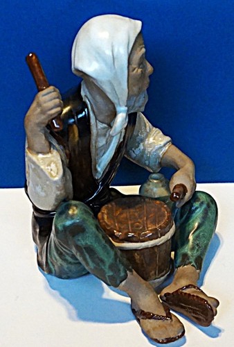 Statua ceramica Shiwan cinese Mudman seduto vecchio statuina batteria 5,5" - Foto 6 di 8