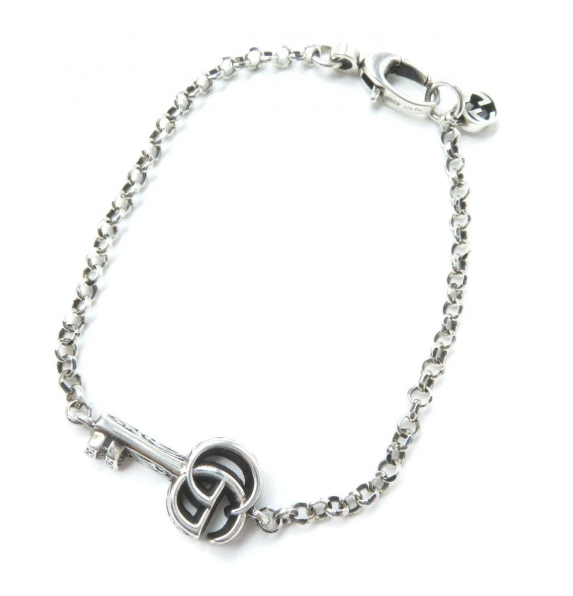 Gucci 632207 Arabesque Double G Key Bracelet/Accessoires Argent 17 Ag925 7 GwE06